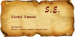 Sinkó Emese névjegykártya